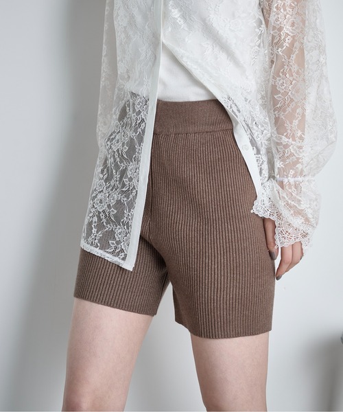 THE Yon パンツ リブニットバイカーパンツ レディース : ZOZOTOWN