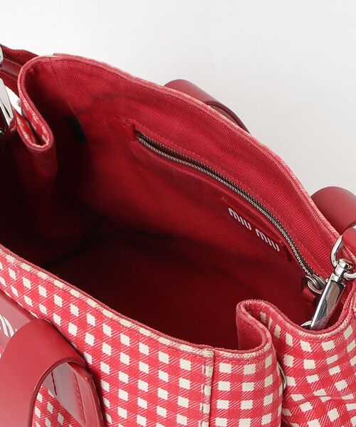 美品★ミュウミュウ カナパ ハンドバッグ 2way ギンガムチェック 即完品 miu miu（ミュウミュウ） カナパ ギンガムチェック 2WAYバッグ