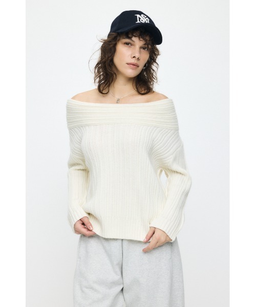 MOUSSY（マウジー） ニット セーター OVER RIB オフショルダー