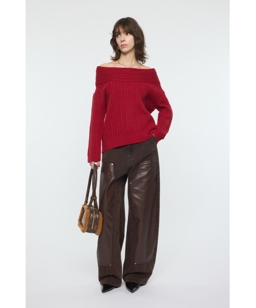 MOUSSY（マウジー） ニット セーター OVER RIB オフショルダー
