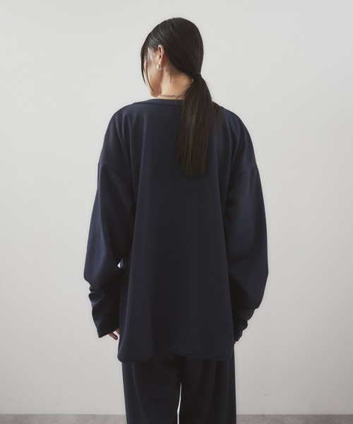 「HANNE」 長袖カットソー FREE ネイビー レディース_画像3