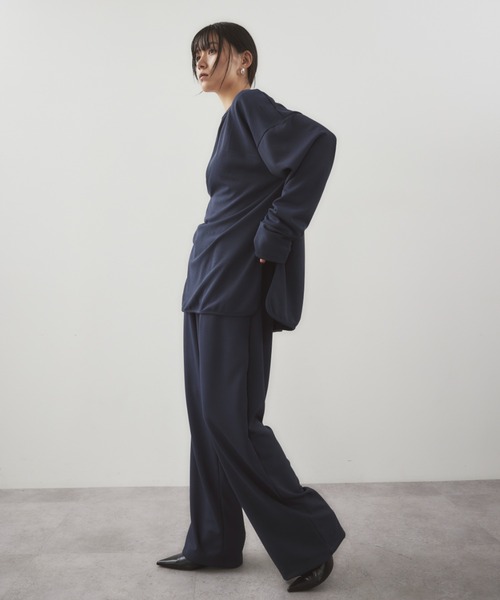 「HANNE」 長袖カットソー FREE ネイビー レディース_画像5