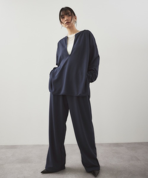 「HANNE」 長袖カットソー FREE ネイビー レディース_画像6