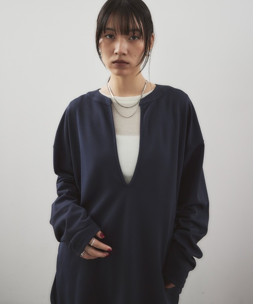 「HANNE」 長袖カットソー FREE ネイビー レディース_画像7