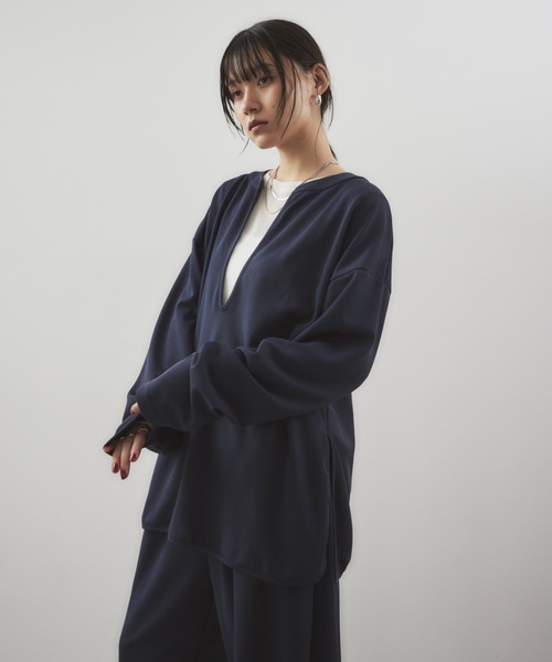 「HANNE」 長袖カットソー FREE ネイビー レディース_画像8