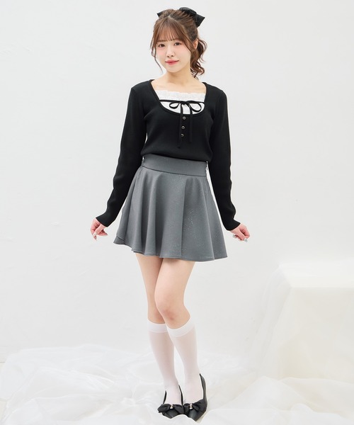 INGNI（イング） スカート バックリボンラメフレアスカパン : ZOZOTOWN
