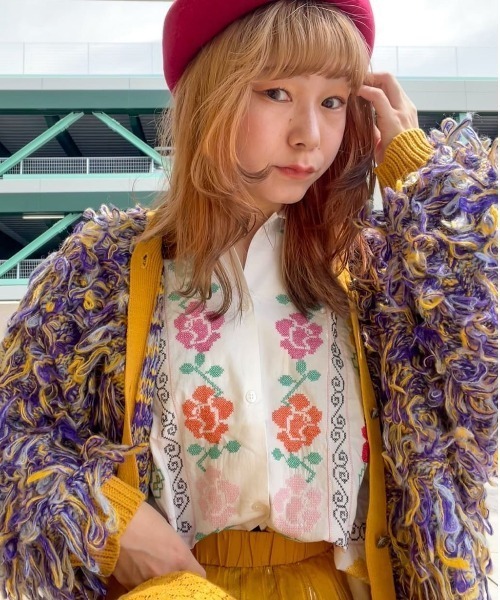 「チャイハネ」 カーディガン FREE レッド レディース_画像5