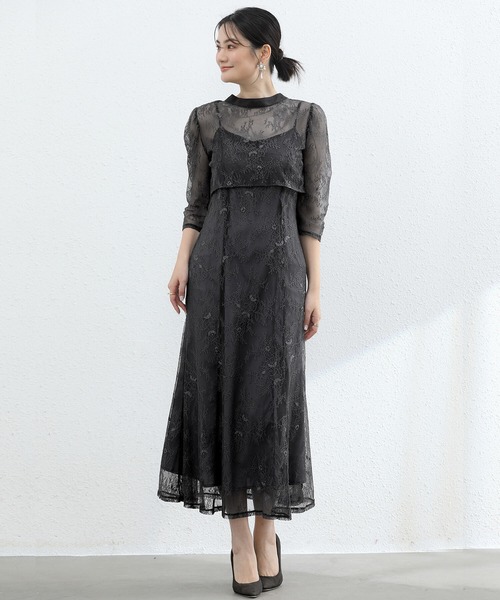 「Cinderella」 7分袖ワンピース MEDIUM ブルーグレー レディース_画像3