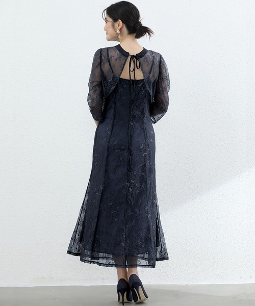 「Cinderella」 7分袖ワンピース MEDIUM ブルーグレー レディース_画像9