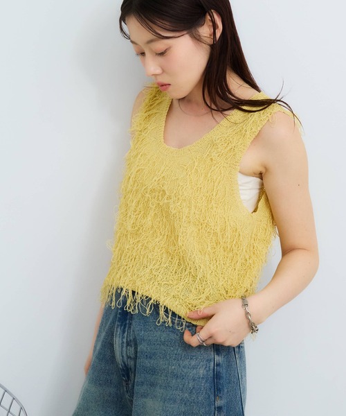 NOGLE ベスト ジレ 「NOGLE/ノグル」ループ フリンジ ニット ビスチェ
