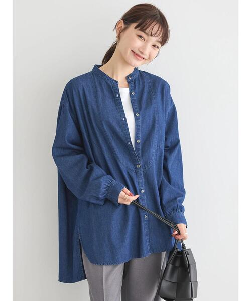 「AMERICAN HOLIC」 長袖シャツ L インディゴブルー レディース_画像2