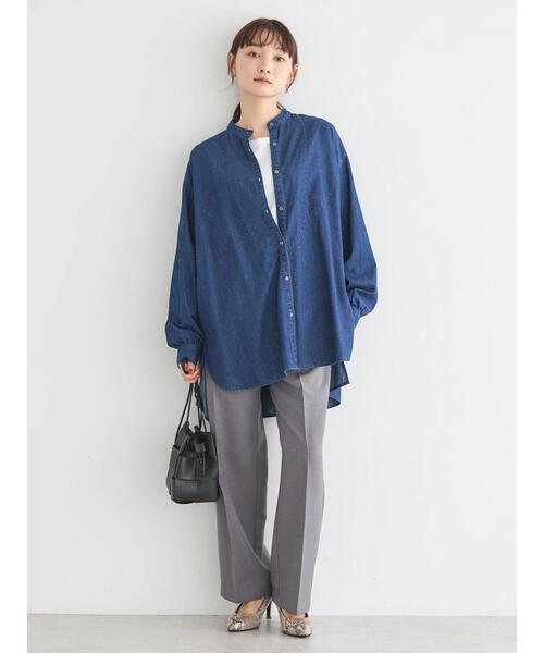 「AMERICAN HOLIC」 長袖シャツ L インディゴブルー レディース_画像4