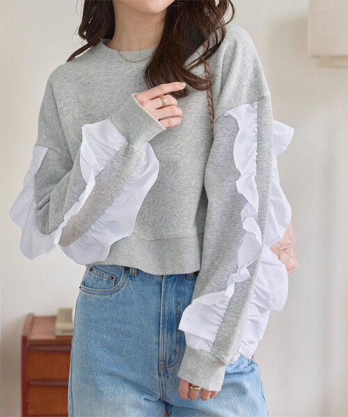 KOBE LETTUCE(神戸レタス) トレーナー スウェット 袖フリルショート KOBE LETTUCE(神戸レタス) トレーナー スウェット 袖フリルショート