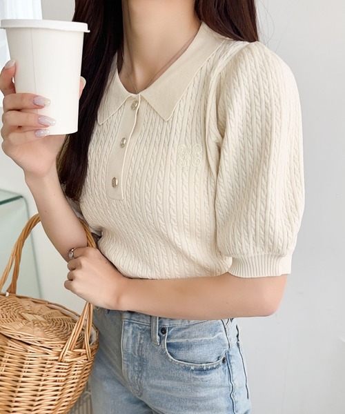 「mily bilet」 半袖ポロシャツ SMALL アイボリー レディース_画像3