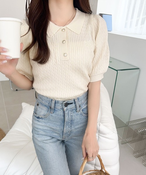 「mily bilet」 半袖ポロシャツ SMALL アイボリー レディース_画像4