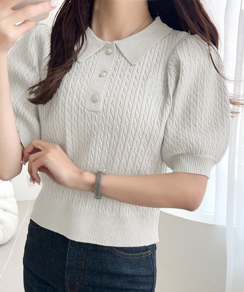 「mily bilet」 半袖ポロシャツ SMALL アイボリー レディース_画像6