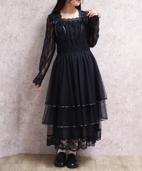 axes femme（アクシーズ ファム） ワンピース レースティアード
