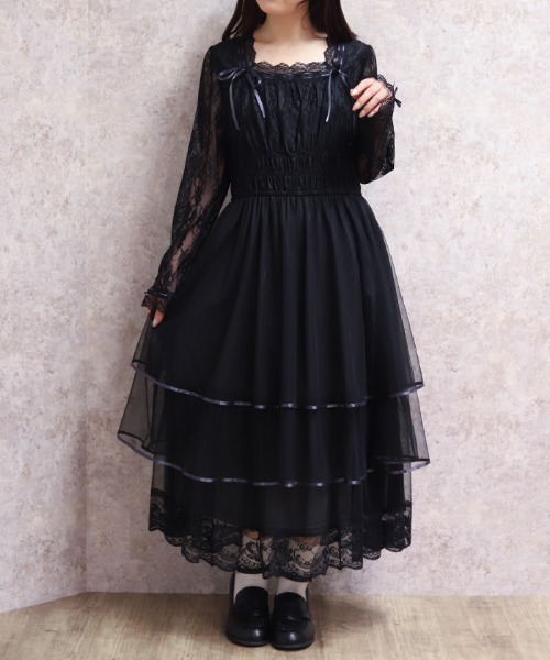 axes femme アクシーズファム♪ドット柄 レース フリル ワンピース M フリル×コットンレースワンピース | axes femme 公式オンライン
