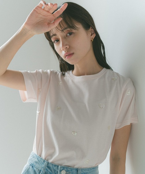 「VANNIE U」 半袖Tシャツ FREE レッド レディース_画像4