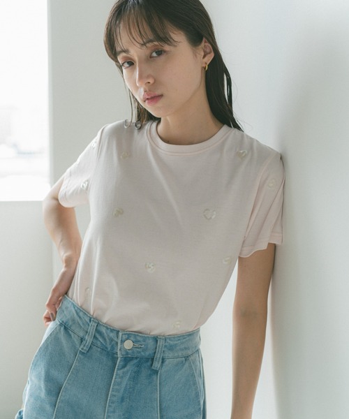 「VANNIE U」 半袖Tシャツ FREE レッド レディース_画像5