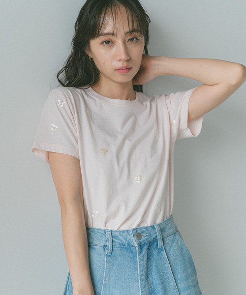「VANNIE U」 半袖Tシャツ FREE レッド レディース_画像6
