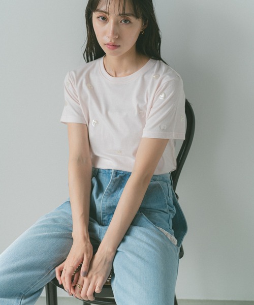 「VANNIE U」 半袖Tシャツ FREE レッド レディース_画像7
