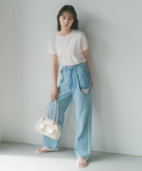 「VANNIE U」 半袖Tシャツ FREE レッド レディース_画像8