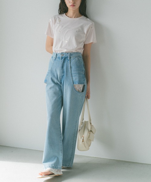 「VANNIE U」 半袖Tシャツ FREE レッド レディース_画像9