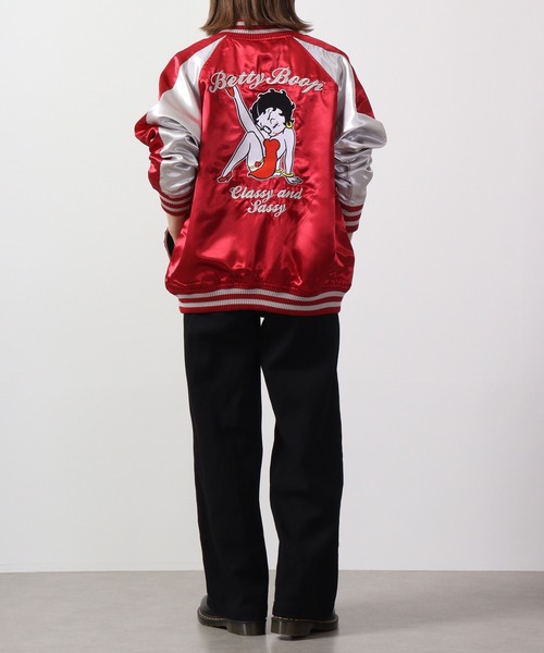 「BETTY BOOP」 スカジャン M ワイン メンズ_画像8