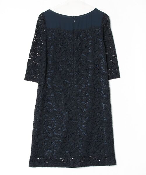 「mimi&roger」 レース7分袖ワンピース 36 ネイビー レディース_画像2
