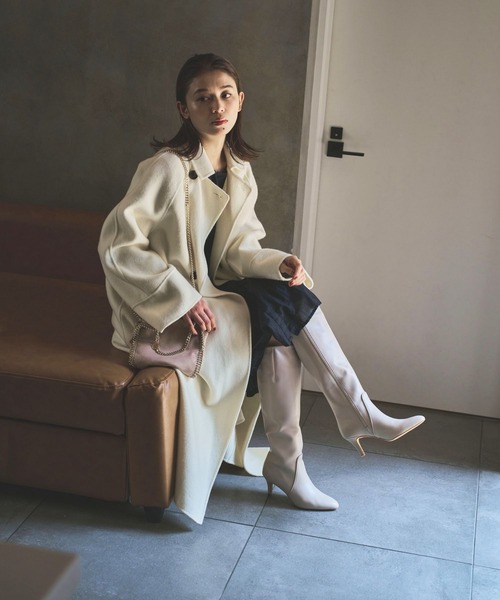 「ALUNE」 ロングブーツ 23.5cm アイボリー レディース_画像7