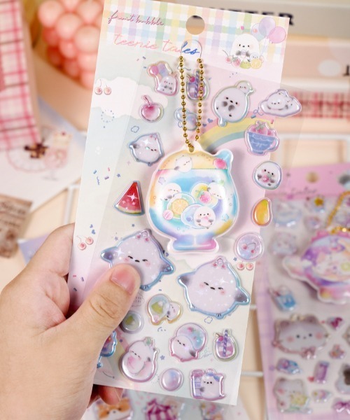Swingset シール　キーホルダー LACーVERT ステッカー 「キーホルダー付き」ぷっくりアニマルシール