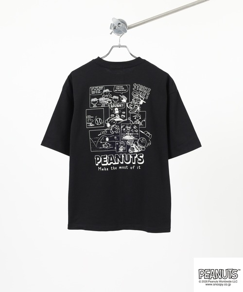 PEANUTS tシャツ コミック柄プリントヘビーウェイトドロップショルダー