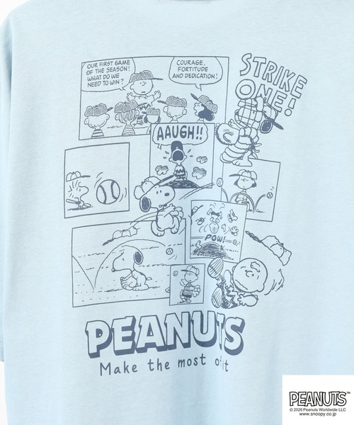 PEANUTS tシャツ コミック柄プリントヘビーウェイトドロップショルダー