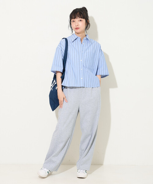 ブラウス シャツ RED KAP × FREAK'S STORE/レッドキャップ 別注 ストライプバックリボン半袖シャツ レディースの画像