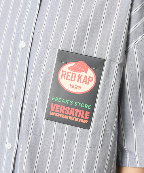 ブラウス シャツ RED KAP × FREAK'S STORE/レッドキャップ 別注 ストライプバックリボン半袖シャツ レディースの画像