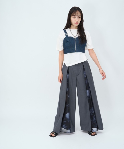 HARE センタースリットパンツ HARE（ハレ） ワイドパンツ スラックス パンツ センターガラスリット