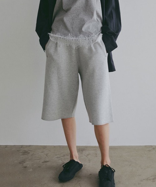 パンツ ダブルフェイスニットハーフパンツ レディース