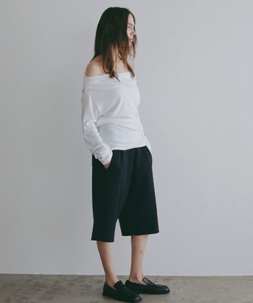 パンツ ダブルフェイスニットハーフパンツ レディース_4