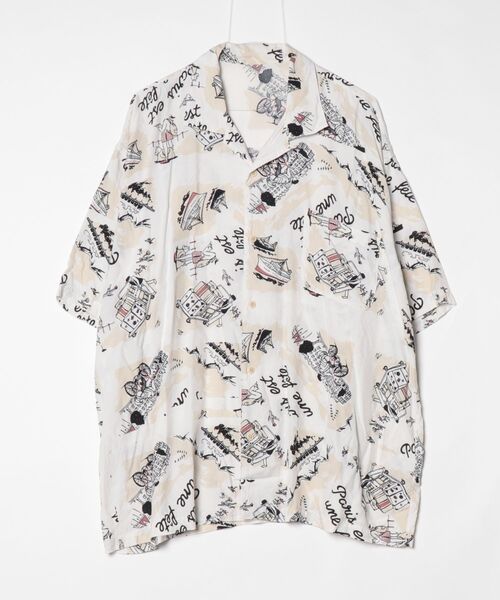 PORTER CLASSIC（ポータークラシック） 花柄半袖シャツ L ホワイト