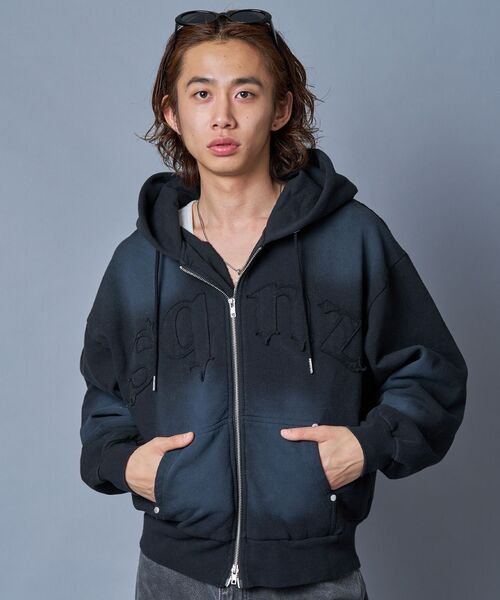 「SEQUENZ」 ジップアップパーカー LARGE ピンク メンズ_画像6