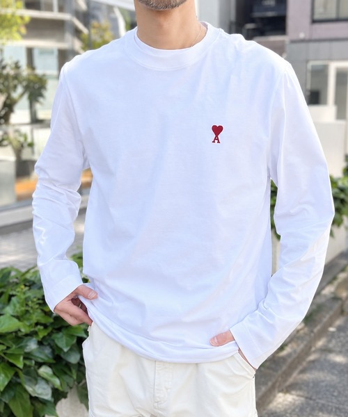 ☆AMI PARIS☆アミパリ ロゴ 長袖Tシャツ ホワイト XS AMI Alexandre Mattiussi tシャツ 「AMI PARIS」アミ パリス Small