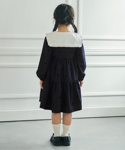 「apres les cours」 「KIDS」長袖ワンピース 120 ネイビー キッズ_画像3