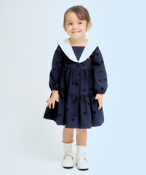 「apres les cours」 「KIDS」長袖ワンピース 120 ネイビー キッズ_画像6