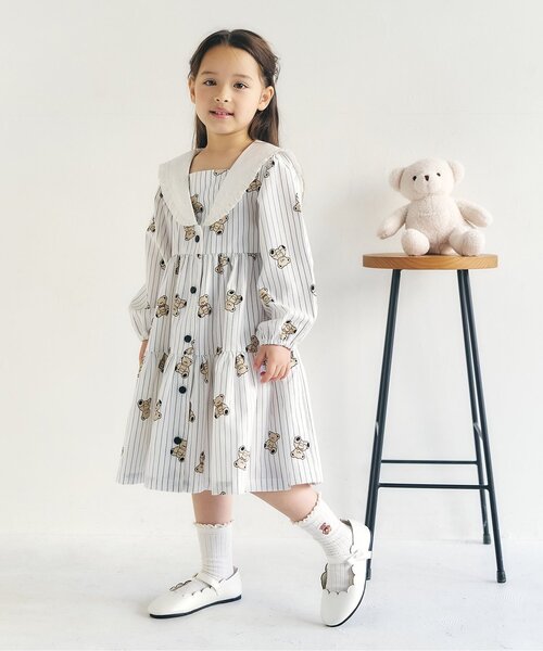 「apres les cours」 「KIDS」長袖ワンピース 120 ネイビー キッズ_画像7