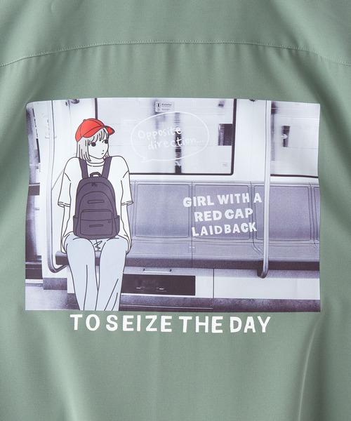 「Red Cap Girl」 半袖シャツ MEDIUM ブラック メンズ_画像6