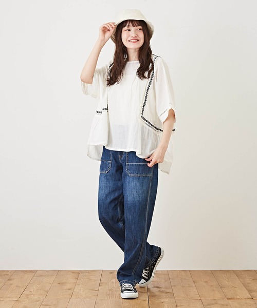 「CUBE SUGAR」 半袖ブラウス M ホワイト レディース_画像5