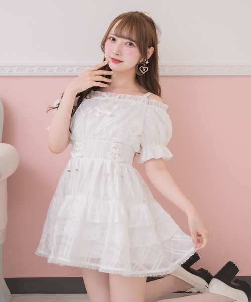 ROJITA（ロジータ） ワンピース 半袖 オフショルティアードワンピース