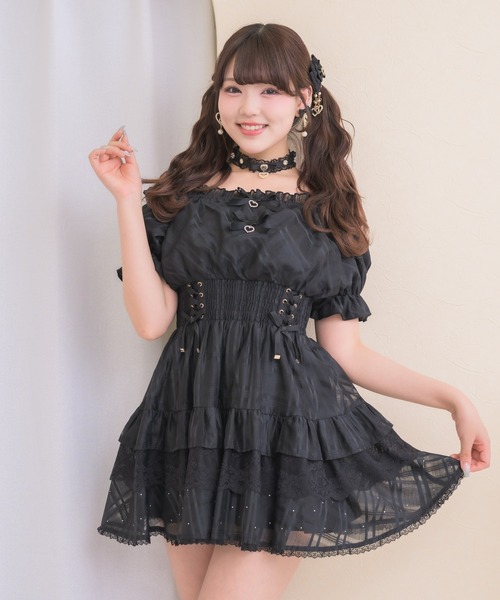 ROJITA（ロジータ） ワンピース 半袖 オフショルティアードワンピース