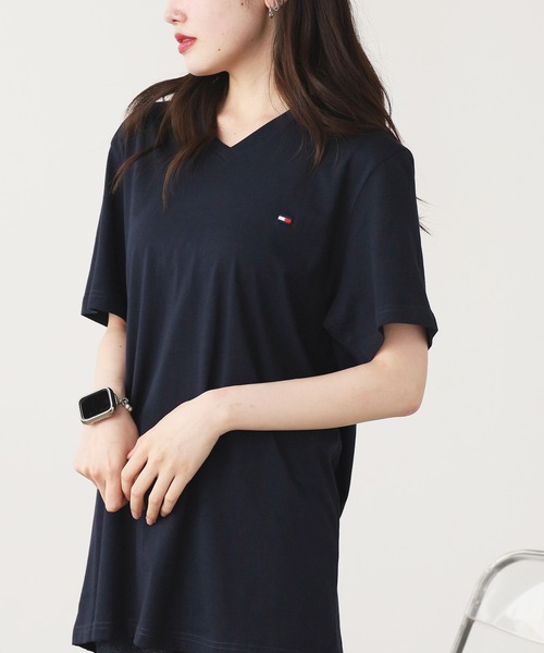トミーヒルフィガー　Ｖネックカットソー Ｔシャツ Sサイズ ブルー □ TOMMY HILFIGER（トミー・ヒルフィガー） tシャツ 「オンライン限定